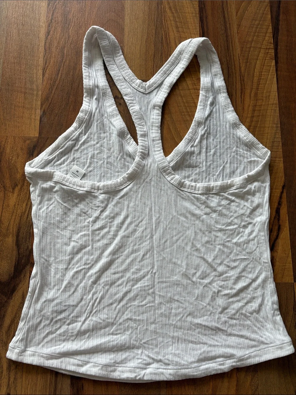 Athleta White Ribbed Racerback Tank Size M - Picture 4 of 8